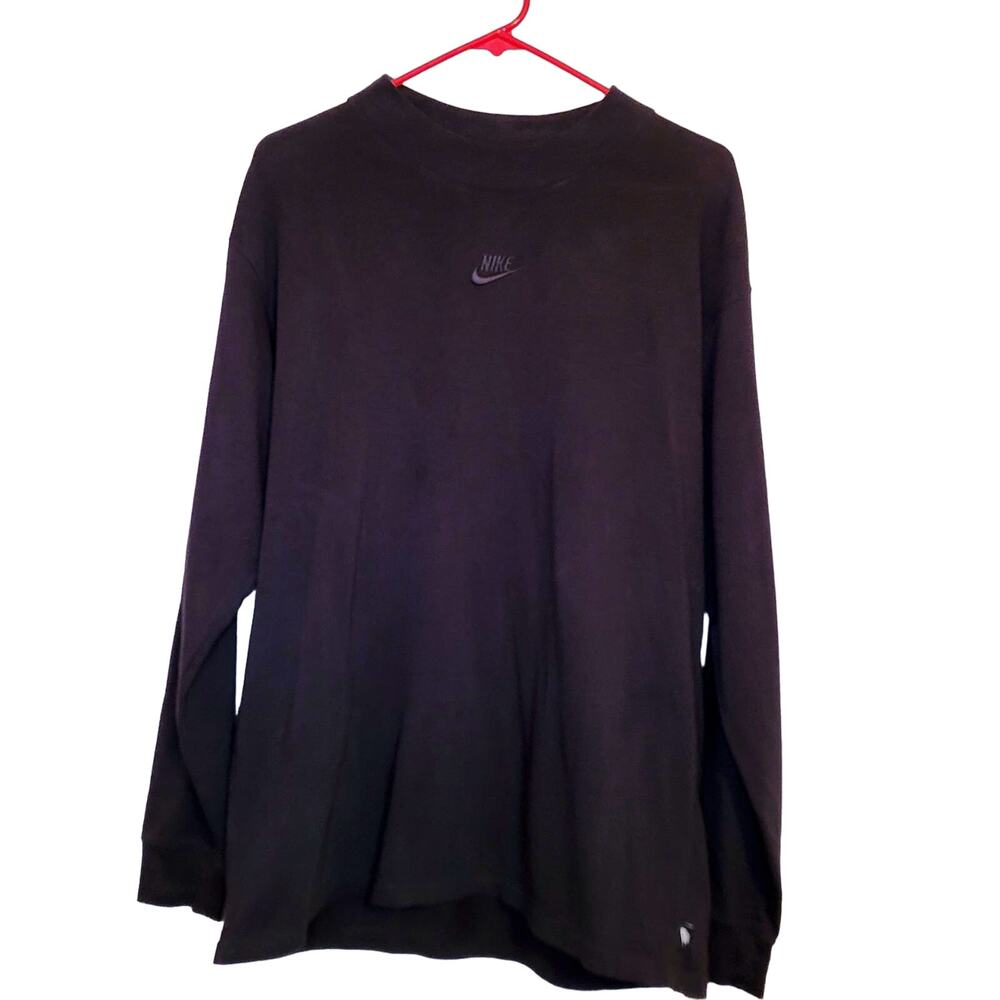 Nike Tech mens black long sleeved classic cotton crewneck tshirt size medium